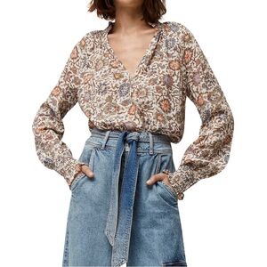 Veronica Beard Women’s Alexandria Etch Floral Print Ecru Top